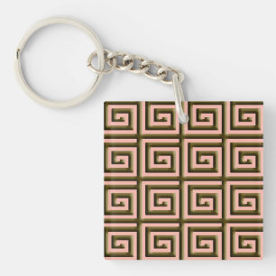 Grec Clé design - chocolat sur corail