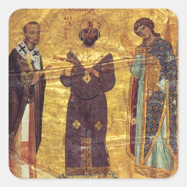 Grec Coisl 79 f.2v Kaiser Nicephorus III Botaniat Quadratischer Aufkleber (Vorderseite)