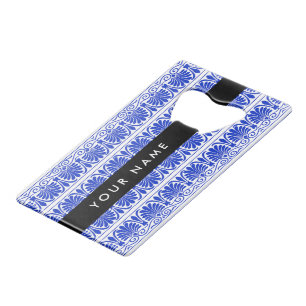 Grec Fret Arabesque Bleu, Votre Nom, Personnaliser