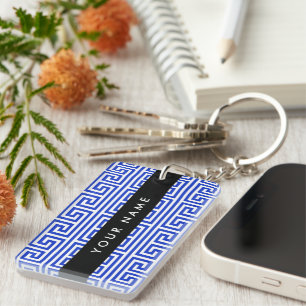 Grec Meander Key H Blue, Votre Nom, Personnaliser