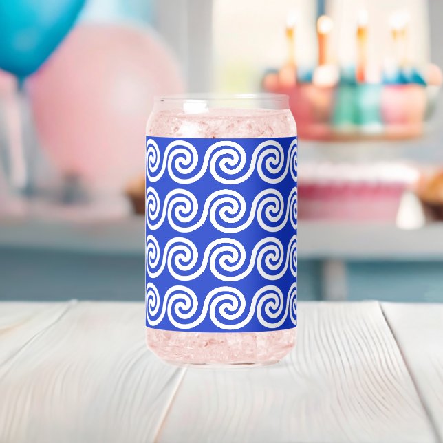 Grec Meander Key Waves Motif Bleu (Insitu (Baby Shower))