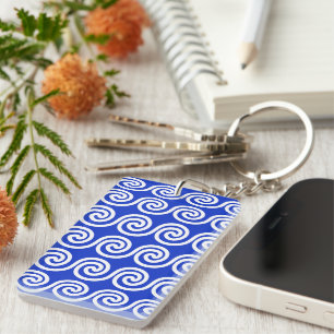 Grec Meander Key Waves Motif Bleu