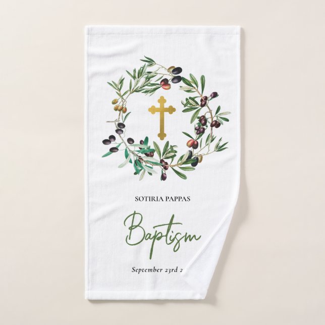 Grec Orthodoxe baptême Baptême Olives Verdure (Serviette à main)
