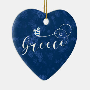 Grèce Coeur, Ornement Arbre de Noël, Grec