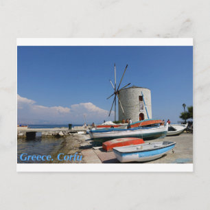 Grèce, Corfou, Vieux moulin à vent, Carte postale