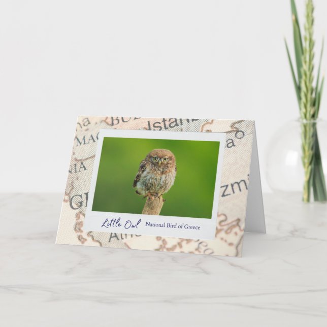 Grèce Petit hibou Brown Emblème sur la carte (Devant)