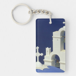 Grèce, Santorin. Vue d'une église grecque et