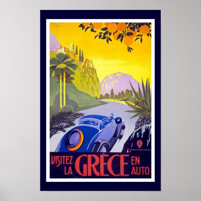 Grece Vintage Travel Poster (Vorne)