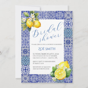 Grecian Blue und Lemon Bridal Dusche Einladung