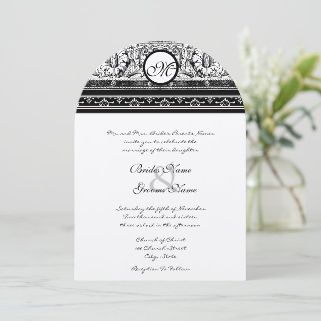 Grecian Floral Big Greece Einladung zur Hochzeit (Stehend Vorderseite)