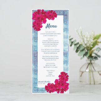 Grecian Wasserfarbe + Rosa Blume Menükarte