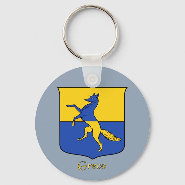 Greco Italienischer Nachname Historischer Schild Schlüsselanhänger (Vorderseite)
