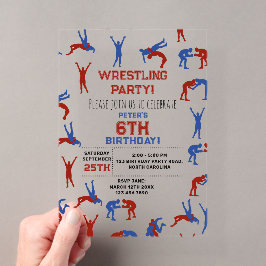 Greco Roman Freestyle Wrestling Birthday Party Acryleinladungen