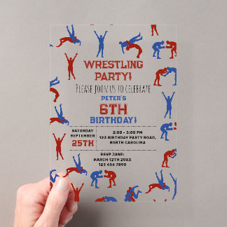 Greco Roman Freestyle Wrestling Birthday Party Acryleinladungen