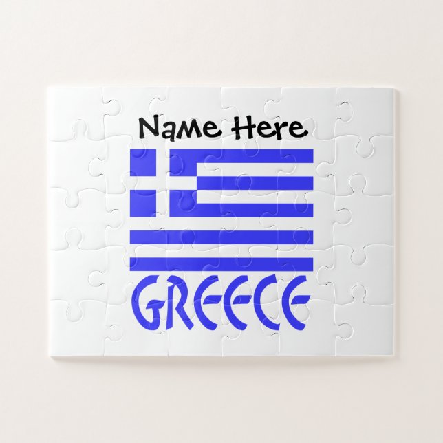 Greece and Greek Flag Personalized  Jigsaw Puzzle (Horizontal)