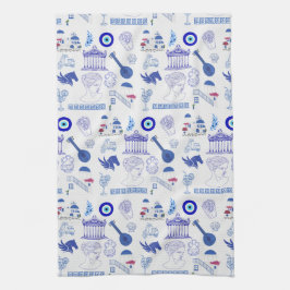 Greece Blue and White Geschirrtuch