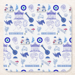 Greece Blue and White Rechteckiger Pappuntersetzer