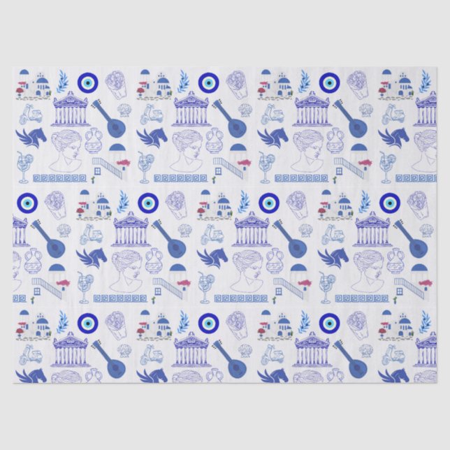Greece Blue and White Seidenpapier (Vorderseite)