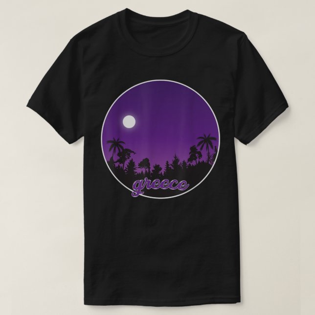 Greece by night mit Palmen T-Shirt (Design vorne)