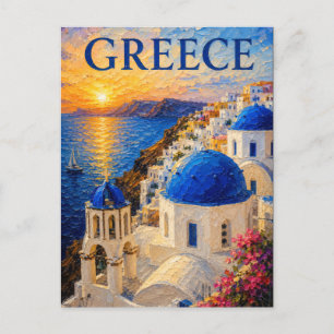 Greece: Radiant Sunset Santorini Art Souvenir Postkarte