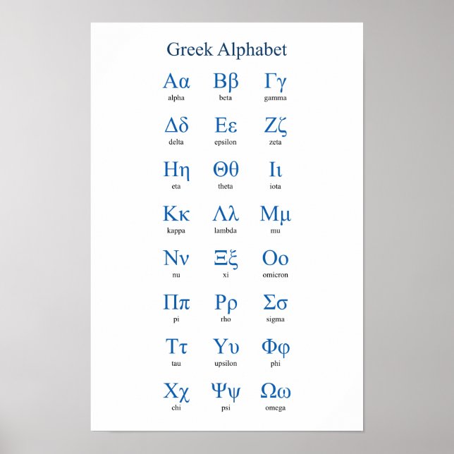 Greek Alphabet Narrow Vertical Poster (Vorne)