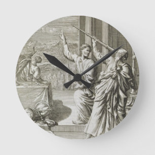 Greek Astronomer Studying the Stars Runde Wanduhr