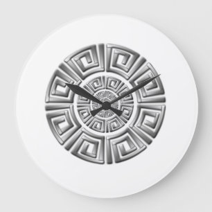 Greek Circle Motif Große Wanduhr