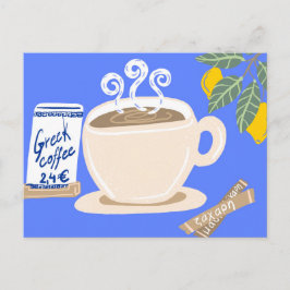 Greek Coffee & Lemon Branch Mediterranean Poster Postkarte