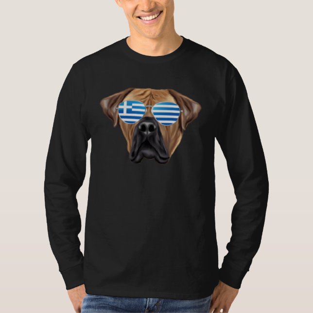 Greek Flag Boerboel Dog Greece Pocket T-Shirt (Vorderseite)