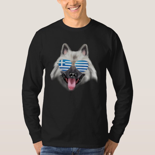 Greek Flag Keeshond Dog Greece Pocket T-Shirt (Vorderseite)