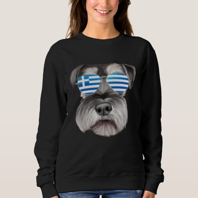 Greek Flag Miniature Schnauzer Dog Greece Pocket Sweatshirt (Vorderseite)