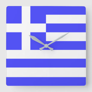 Greek Flag Totally Square Wall Clock Quadratische Wanduhr