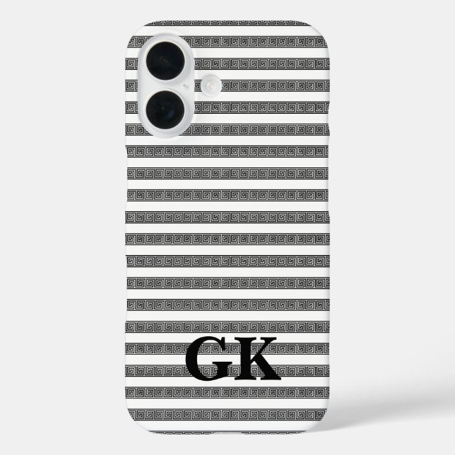 Greek key meander pattern personalized iPhone 16 hülle (Rückseite)