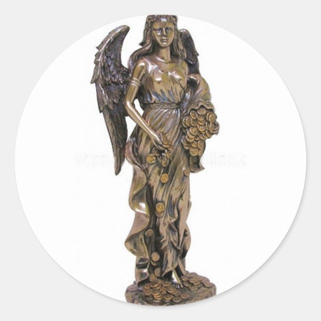GREEK LADY FORTUNA STATUE RUNDER AUFKLEBER (Vorderseite)
