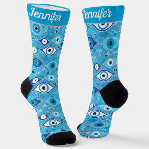 Greek Mati Mataki - Matiasma Evil Eye Pattern Socken