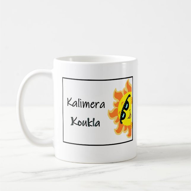 Greek Mug with Saying "Kalimera Koukla" Kaffeetasse (Links)
