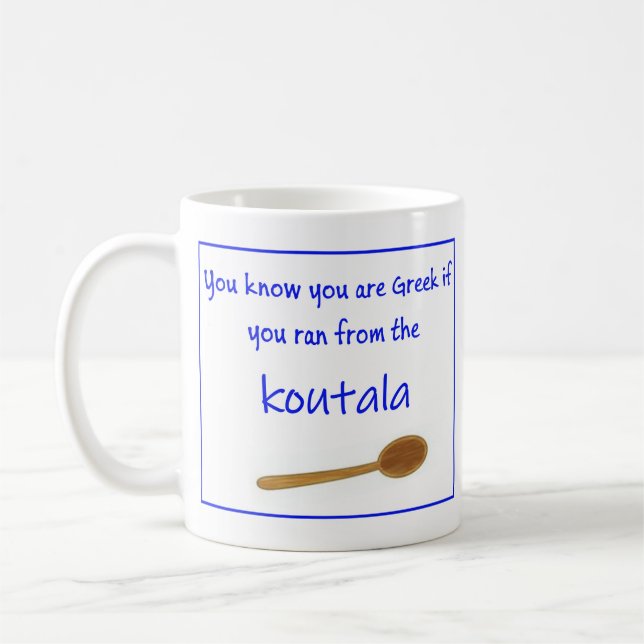 Greek Saying on Ceramic Mug Kaffeetasse (Links)