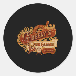 Greely's Beer Garden Billiards Western Movie Runder Aufkleber