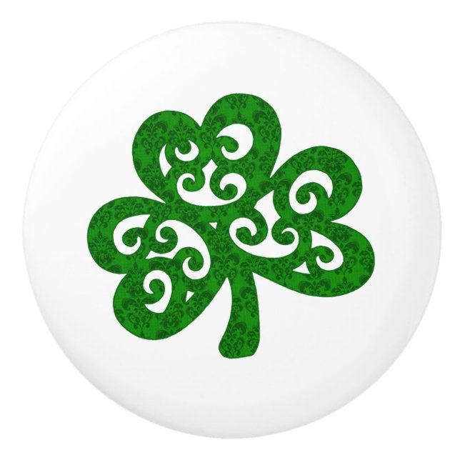 Greem Kleeblatt Designer Keramik Knob Keramikknauf (Vorderseite)