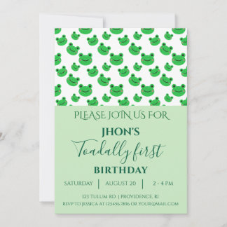 Green 1. Geburtstag Party Baby Boy Frog Einladung