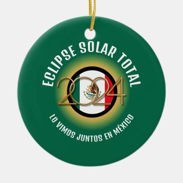 Green 2024 INSGESAMT SOLAR ECLIPSE Mexiko Keramik Ornament (Vorne)