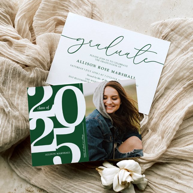 Green 2025 Photo Graduation Party Invitation (Créateur téléchargé)