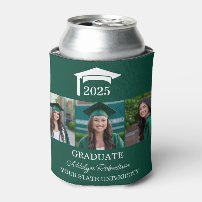 Green 3 Foto Graduation Cap Class 2025 Dosenkühler (Kanne Vorderseite)