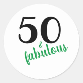 Green 50 und fabelhafte 50. Geburtstagsparty Runder Aufkleber
