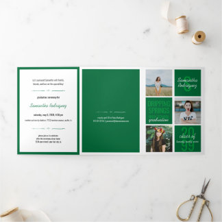 Green 5-Foto Fun Boxes Abschluss Dreifach Gefaltete Einladung