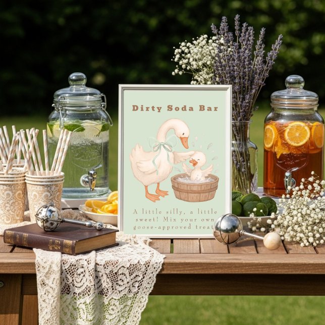 Green A Silly Goose Dirty Soda Bar Sign Einladung (Green A Silly Goose Dirty Soda Bar Sign )
