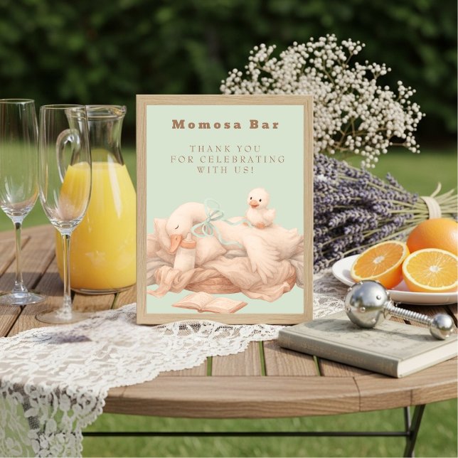 Green A Silly Goose "Momosa" Mimosa  Table Sign  Einladung (Green A Silly Goose "Momosa" Mimosa Table Sign)