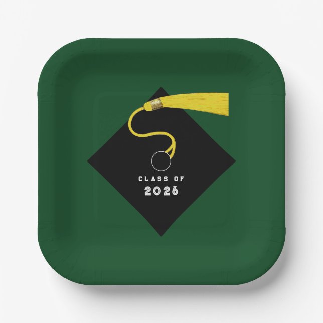 Green Abschluss 2025 Party Pappteller (Vorderseite)