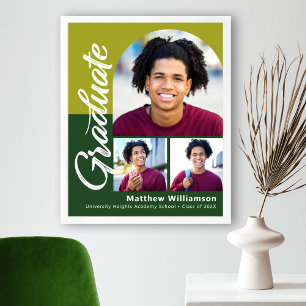 Green Abschluss 3 Foto Bold Arch Script Modern Poster
