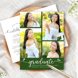 Green Abschluss 4 Foto Moderne Girly Script Herzst Einladungspostkarte
